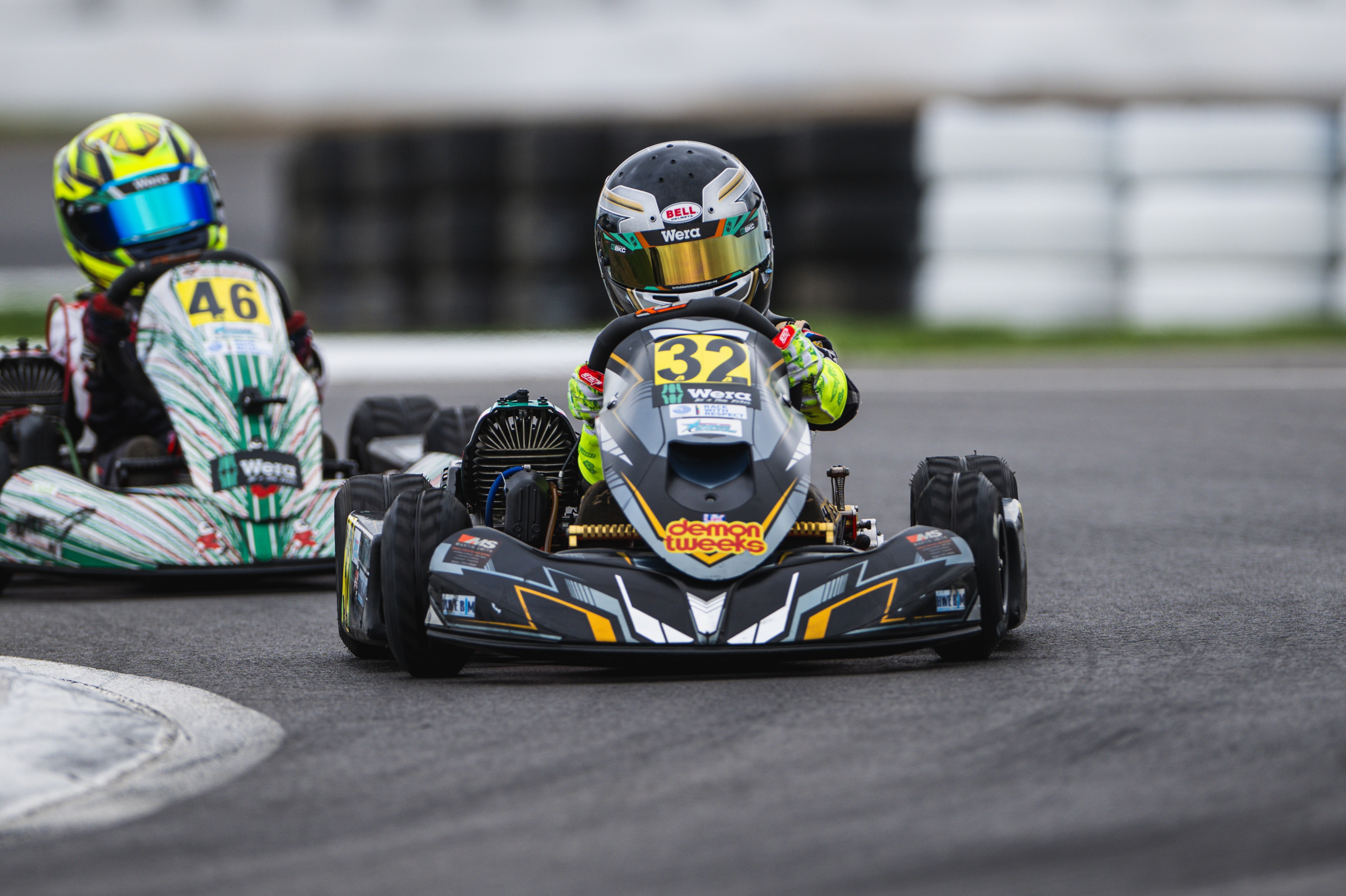 Henry Exton kart number 32 racing at Silverstone BKC Event 4